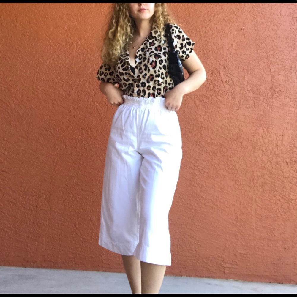 Heavy white denim culottes